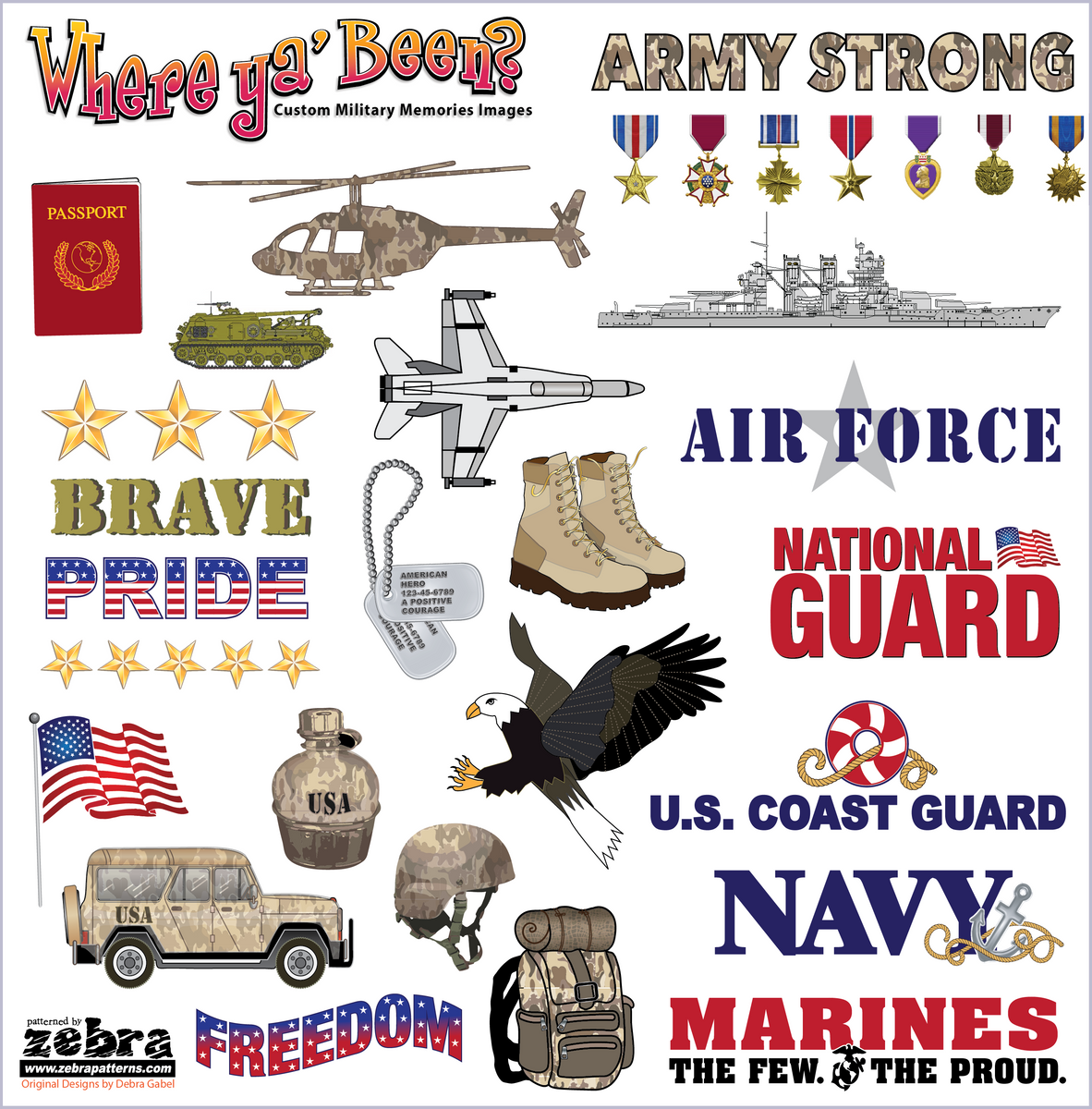 Military Printed Stickers Panel| Zebra Patterns