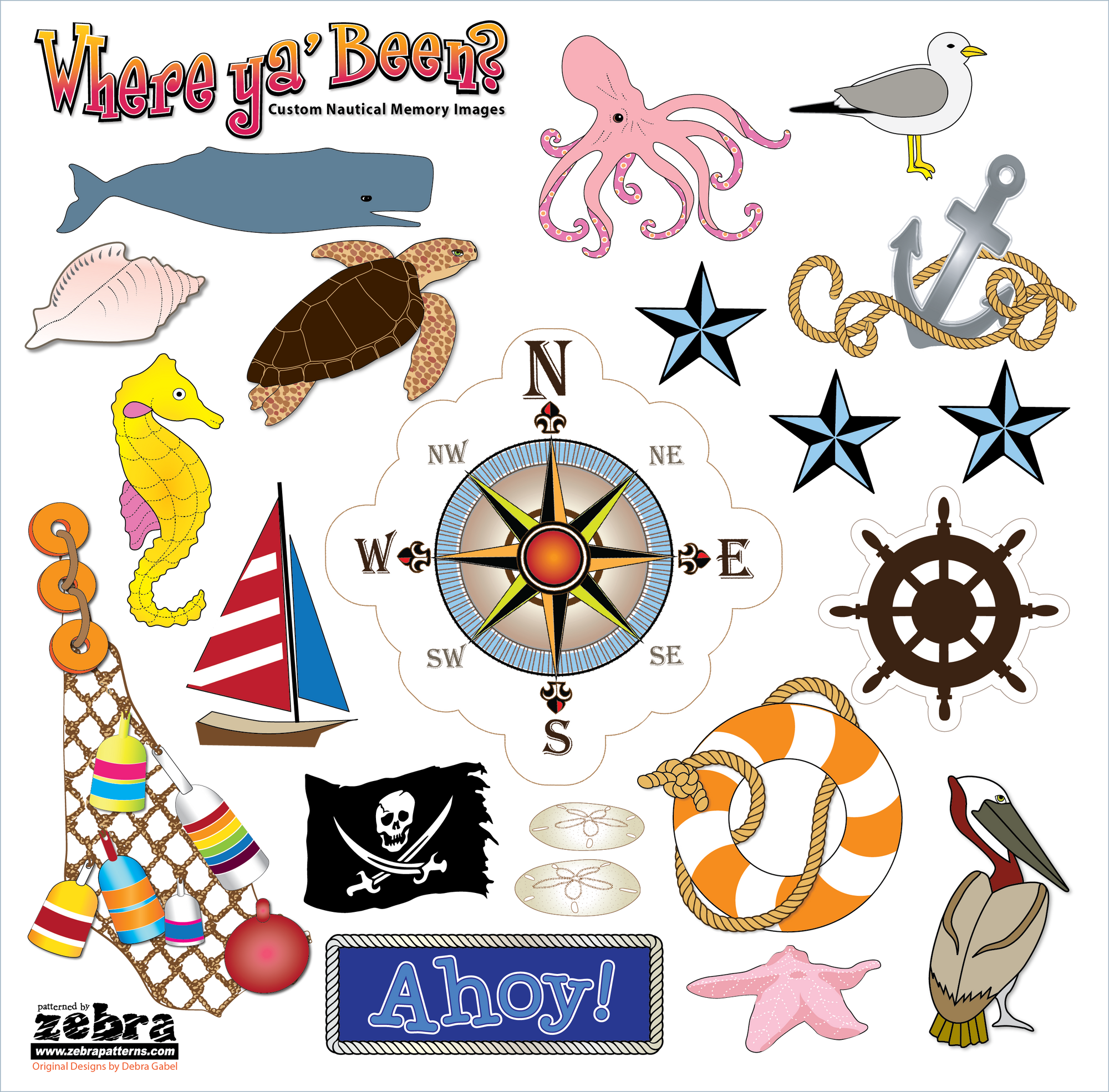 Nautical Printed Stickers Panel| Zebra Patterns